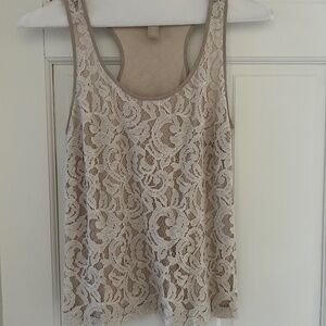 Silver lace racer back tank